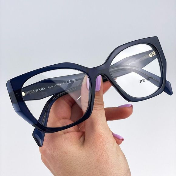 Prada PR18WV 08Q1O1 Eyeglasses Dark Blue Crystal Cat Eye Women - Picture 1 of 12